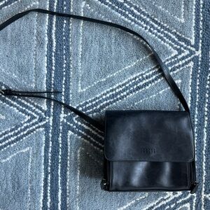Crazy Horse black Leather Crossbody Bag